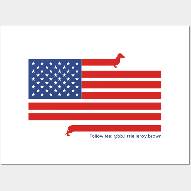 Flag of the United States of America Dachshund Wall Art by Long-N-Short-Shop